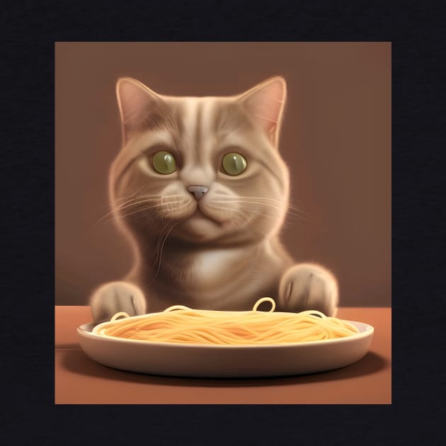 Cat eating spaghetti by animegirlnft